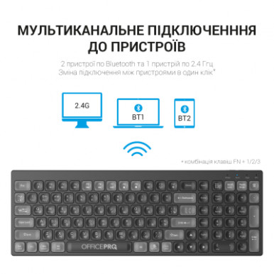 Клавіатура OfficePro SK985B Wireless/Bluetooth Black (SK985B)-15-зображення