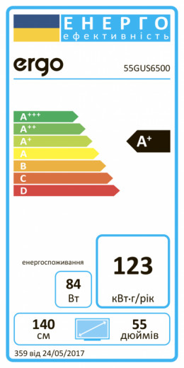 Телевізор ERGO 55GUS6500-88-изображение