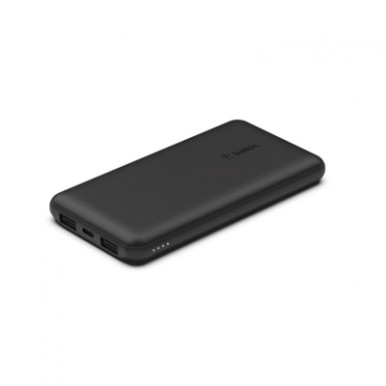 Батарея універсальна Belkin 10000mAh, USB-C, 2*USB-A, 3A max, 6" USB-A to USB-C cable, Black (BPB011btBK)-4-зображення