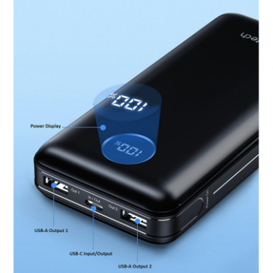 Батарея універсальна Choetech 20000mAh, PD/3.0/45W, QC/3.0/18W, USB-C, 2*USB-A (B653-CCBK / B653-BK)-6-зображення