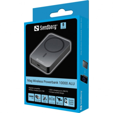Батарея універсальна Sandberg 10000mAh 20W Magnetic Wireless Qi 15W (420-97)-7-зображення