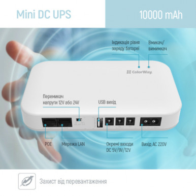 Пристрій безперебійного живлення ColorWay CW-PB100LI3WT 10000mAh 21W (CW-PB100LI3WT)-13-зображення