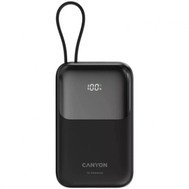 Батарея універсальна Canyon 10000mAh OnPower 101 PD/22.5W built-in cable Black (CNS-CPB101BK)-7-зображення