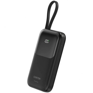 Батарея універсальна Canyon 10000mAh OnPower 101 PD/22.5W built-in cable Black (CNS-CPB101BK)-8-зображення