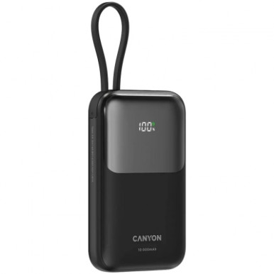 Батарея універсальна Canyon 10000mAh OnPower 101 PD/22.5W built-in cable Black (CNS-CPB101BK)-9-зображення