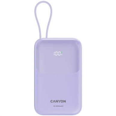 Батарея універсальна Canyon 10000mAh OnPower 101 PD/22.5W built-in cable Purple (CNS-CPB101PU)-7-зображення