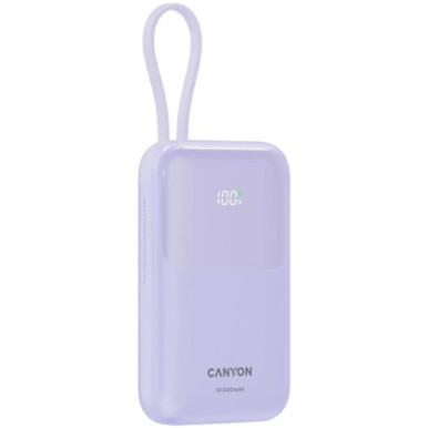 Батарея універсальна Canyon 10000mAh OnPower 101 PD/22.5W built-in cable Purple (CNS-CPB101PU)-9-зображення
