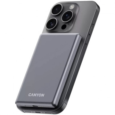 Батарея универсальная Canyon 5000mAh OnPower 505 slim Magsafe PD/20W Dark Grey (CNS-CPB505DG)-13-изображение