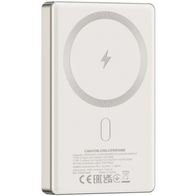 Батарея універсальна Canyon 10000mAh OnPower 510 slim Magsafe PD/20W Beige (CNS-CPB510BE)-12-зображення