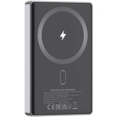 Батарея універсальна Canyon 10000mAh OnPower 510 slim Magsafe PD/20W Dark Grey (CNS-CPB510DG)-11-зображення