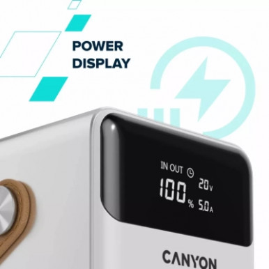 Батарея універсальна Canyon 60000mAh OnPower 610 PD/100W metal White (CNS-CPB610W)-17-зображення