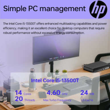 Комп'ютер персональний неттоп HP Pro 400-G9 Mini, Intel i3-13100T, 8GB, F512GB, UMA, WiFi, кл+м, 3р, DOS-10-зображення
