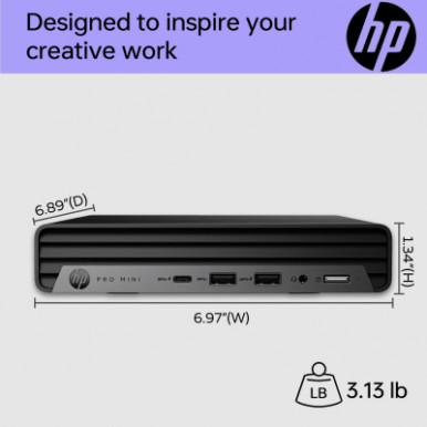 Комп'ютер персональний неттоп HP Pro 400-G9 Mini, Intel i3-13100T, 8GB, F512GB, UMA, WiFi, кл+м, 3р, DOS-11-зображення
