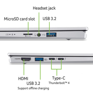 Ноутбук Acer Swift Go 14 SFG14-74 14" WUXGA OLED, Intel U9-285H, 32GB, F1TB, UMA, Win11, серебристый-26-изображение