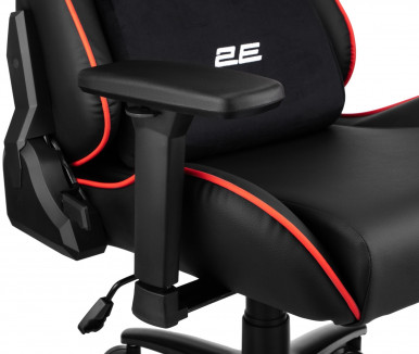Крісло 2E GAMING BUSHIDO II, ПУ шкіра, 3D-Armrests, чорно-червоний-10-зображення