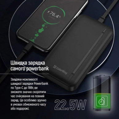 УМБ ColorWay 20000mAh 22.5W Black (CW-PB200LPB4BK-PD)-15-зображення