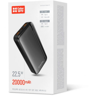 УМБ ColorWay 20000mAh 22.5W Black (CW-PB200LPB4BK-PD)-20-зображення