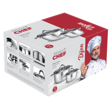 Набір посуду BRAVO CHEF 4 пр. кастрюля (1.9л+3.6л)-6-зображення