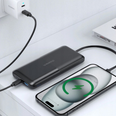 Батарея універсальна Choetech 10000mAh 22,5W, MicroUSB, USB-A, USB-C, build-in USB-C/Lightning cable (B654-BK)-8-зображення
