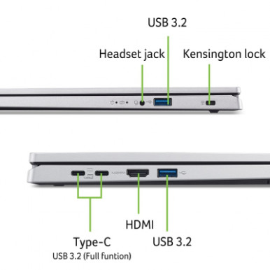 Ноутбук Acer Extensa EX215-57 15.6" FHD IPS, Intel i3-1315U, 8GB, F512GB, UMA, Lin, сріблястий-12-зображення