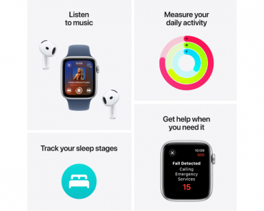 Смарт-годинник Apple Watch SE GPS 40mm Silver Aluminium Case with Blue Cloud Sport Loop-7-зображення