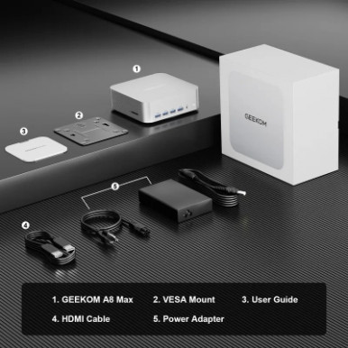 Компьютер GEEKOM Mini PC A8 / Ryzen7 8745HS, 32, 1TB, Radeon 780M, W11Pro (GMA8R78745HS-321T-EU)-12-изображение
