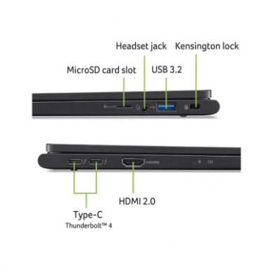 Ноутбук Acer TravelMate TMP614-73 14" 2.8K OLED, Intel U5-125H, 32GB, F1TB, UMA, Win11P, чорний-11-зображення