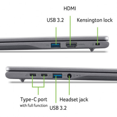 Ноутбук Acer Chromebook Plus CB516-1H 16" WUXGA IPS, Intel i5-1334U, 16GB, F512GB, UMA, ChromeOS, серый-11-изображение