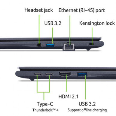 Ноутбук Acer TravelMate TMP416-74 16" WUXGA IPS, Intel U5-225H, 32GB, F1TB, UMA, Win11P, синий-10-изображение