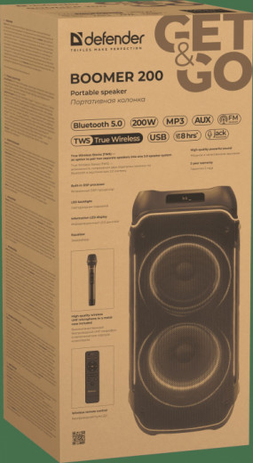 Портативна акустика Defender Boomer 200 200Вт Black (65201)-25-зображення