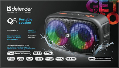 Портативна акустика Defender Q5 20 W Black (65305)-17-зображення