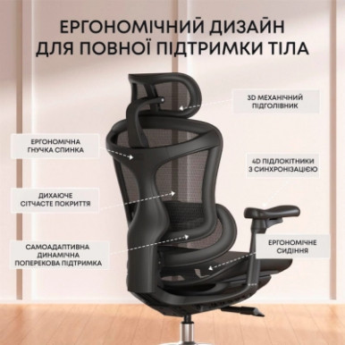 Офісне крісло Sihoo DORO C300L Mesh Black (DORO-C300L-A3-101)-20-зображення