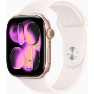 Смарт-годинник Apple Watch Series 11 GPS 46mm Rose Gold Aluminium Case with Light Blush Sport Band - S/M (MEV64RK/A)-3-зображення