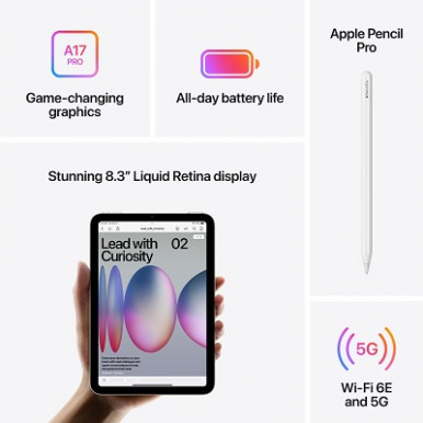 Планшет Apple iPad mini 2024 Wi-Fi + Cellular 128Gb Starlight (MXPQ3NF/A)-14-зображення