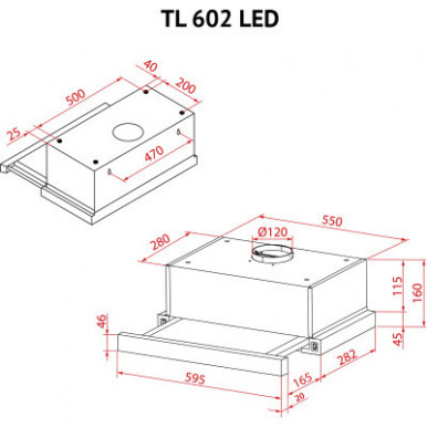 Витяжка кухонна Perfelli TL 602 BL LED-15-зображення