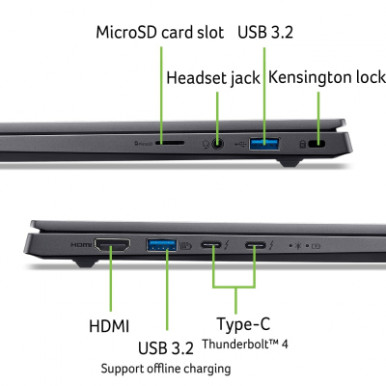 Ноутбук Acer Swift X 14 SFX14-73G 14.5" 2.8K OLED, Intel U7-255H, 16GB, F1TB, NVD5050-8, Win11, серый-13-изображение