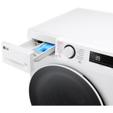 Пральна машина LG фронтальна, 11кг, 1400, A, 57см, дисплей, пара, інвертор, білий-25-зображення