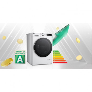 Пральна машина LG фронтальна, 10кг, 1400, A, 57см, дисплей, пара, інвертор, білий-32-зображення
