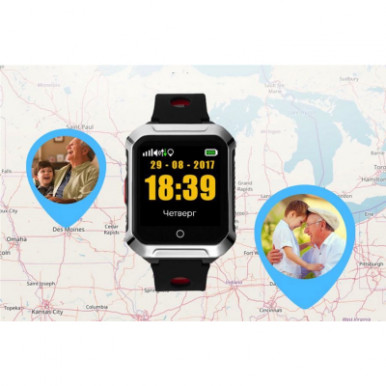 Смарт-часы GoGPS М02 Black Телефон-часы с GPS треккером (M02BK)-11-изображение