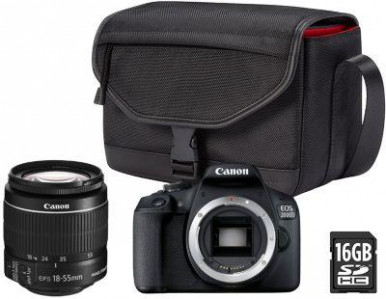 Фотоапарат Canon EOS 2000D + об`єктив 18-55 IS II + сумка SB130 + картка пам`яти SD-8-изображение