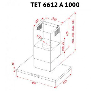 Вытяжка кухонная Perfelli TET 6612 A 1000 BL LED-11-изображение