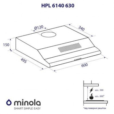 Вытяжка кухонная Minola HPL 6140 WH 630-11-изображение