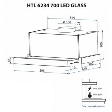 Витяжка кухонна Minola HTL 6234 BL 700 LED GLASS-15-зображення