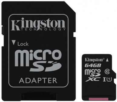 Карта памяти Kingston microSDXC 64GB UHS-I U1 Canvas Select (SDCS/64GB) + SD адаптер-1-изображение