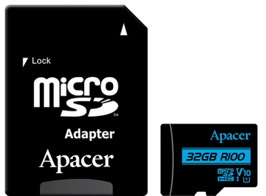 Карта пам'яті Apacer microSDHC 32GB UHS-I U1 V10 (AP32GMCSH10U6-R) + SD адаптер-1-зображення