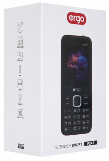 Моб.телефон Ergo F243 Swift Dual Sim (чорний)-14-зображення
