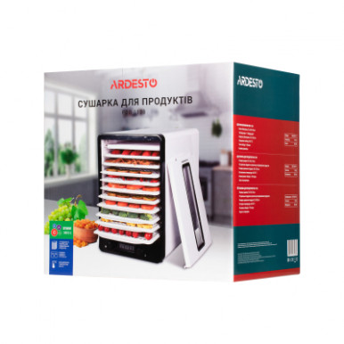 Сушка для продуктів Ardesto FDB-1138 - 550Вт/ 10+1 піддонів вис. 3см/рег. темп./ біла-38-зображення