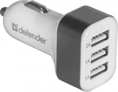 Автомобильное зарядное устройство Defender UCA-03 авто,3 порта USB, 5V / 4A (83570)-2-изображение