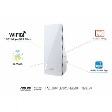 Повторювач Wi-Fi сигналу ASUS RP-AX56 AX1800 1хGE LAN MESH-13-зображення