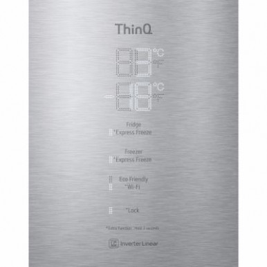 Холодильник с нижн. мороз. камерой LG GW-B509PSAP, 203х68х60см, 2 дв., Холод.відд. - 277л, Мороз. відд. - 107л, A+++-10%, NF, Лі-13-зображення